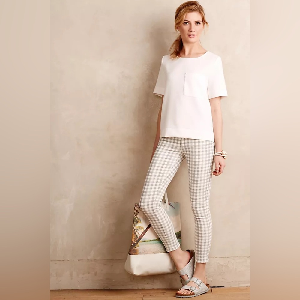 PAIGE Anthropologie Verdugo Gingham Check Ankle Skinny Jeans 27 4